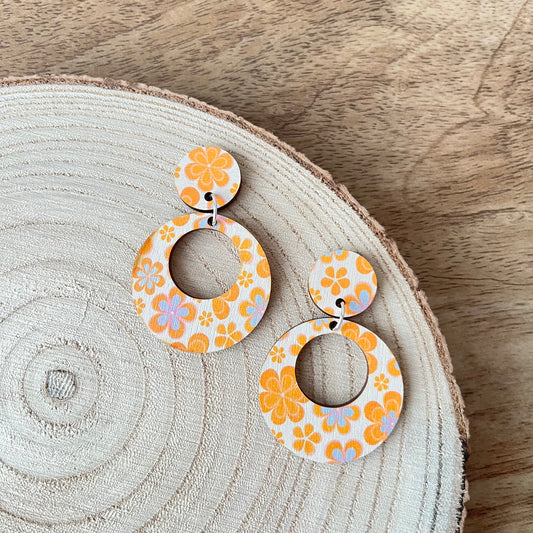 Flowers in her hair ~ Circle Dangle Earrings