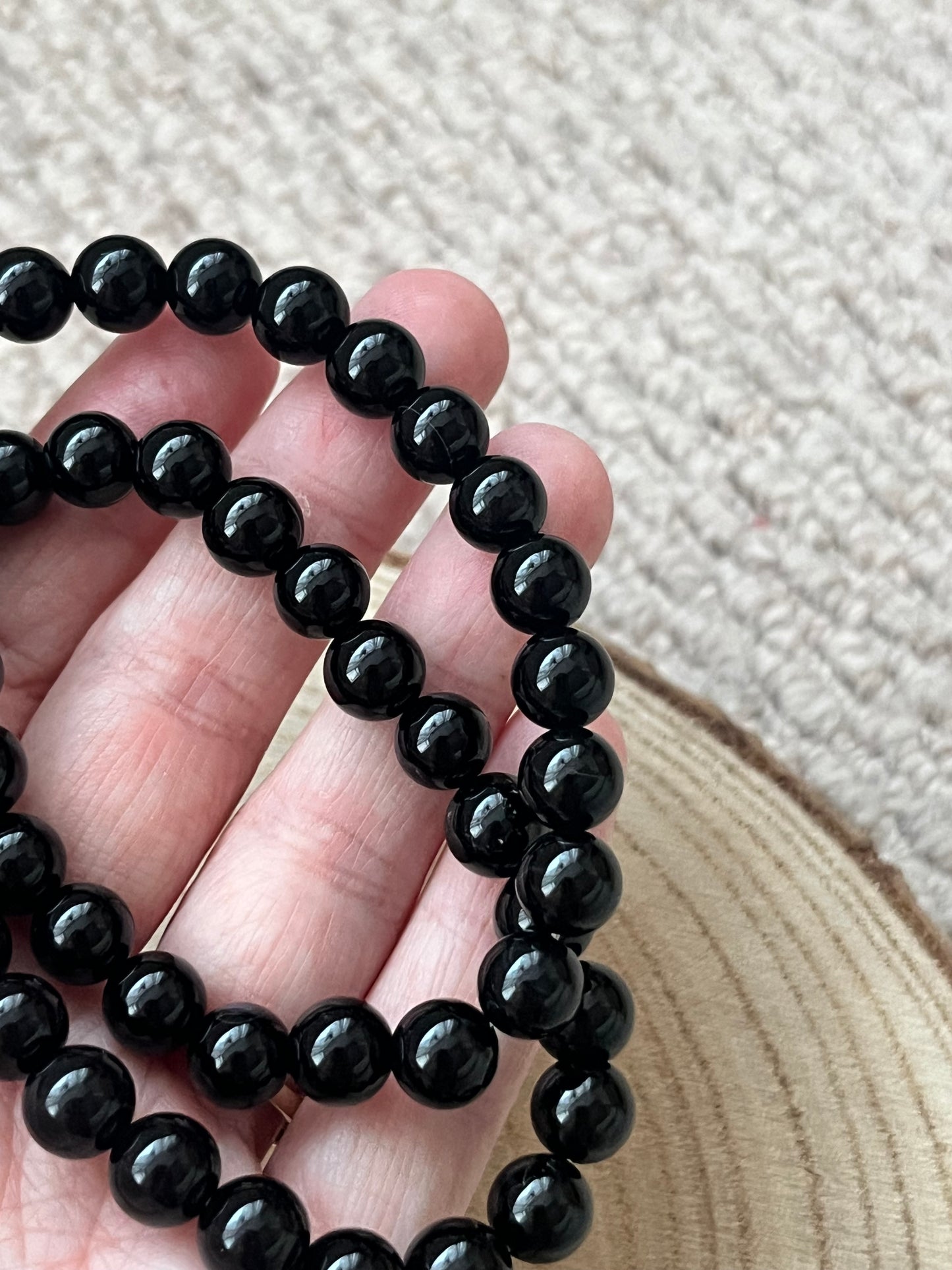 Black agate ~ bead bracelet