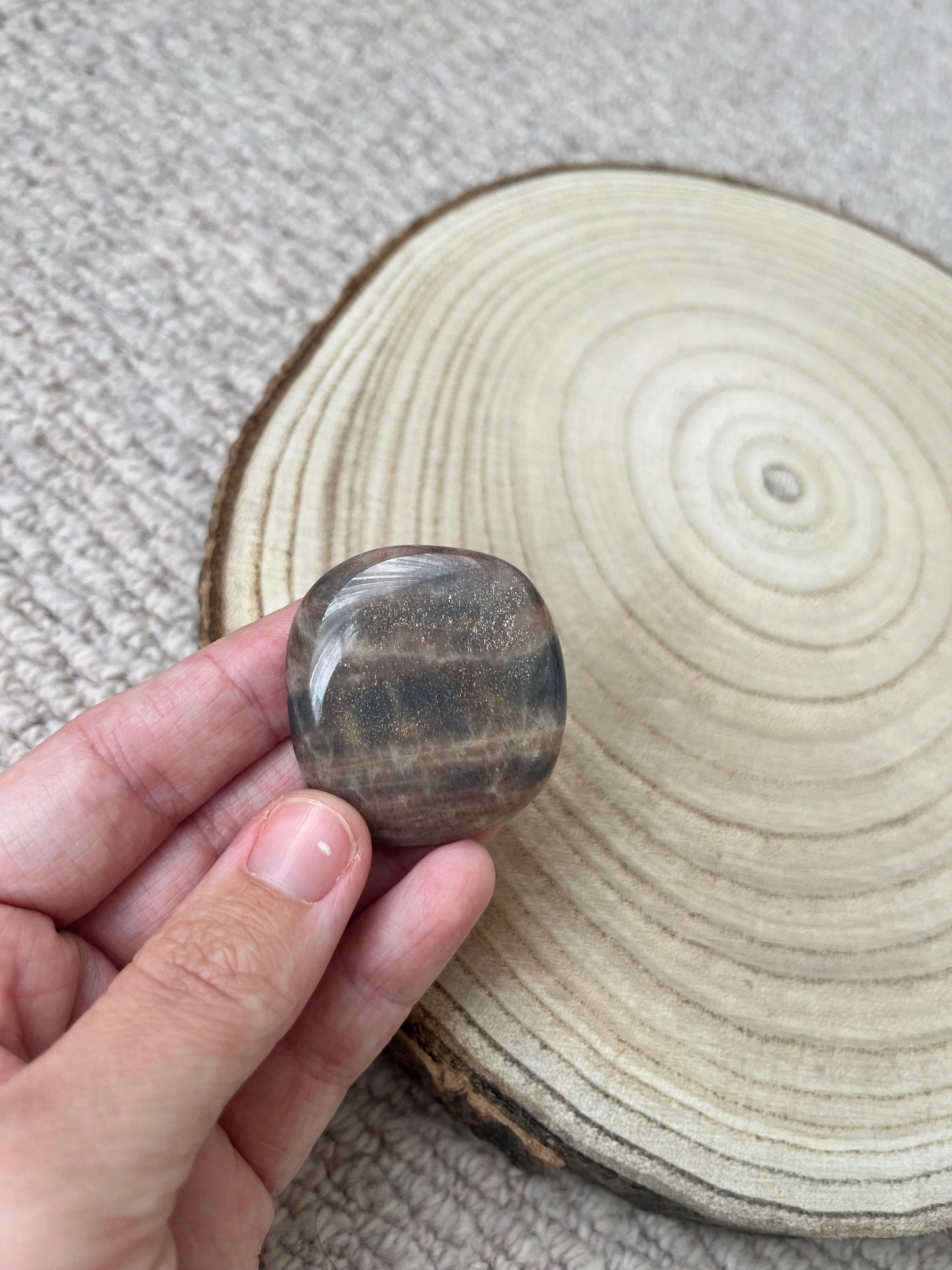 Pink Moonstone ~ Smooth Palm Stone no.41