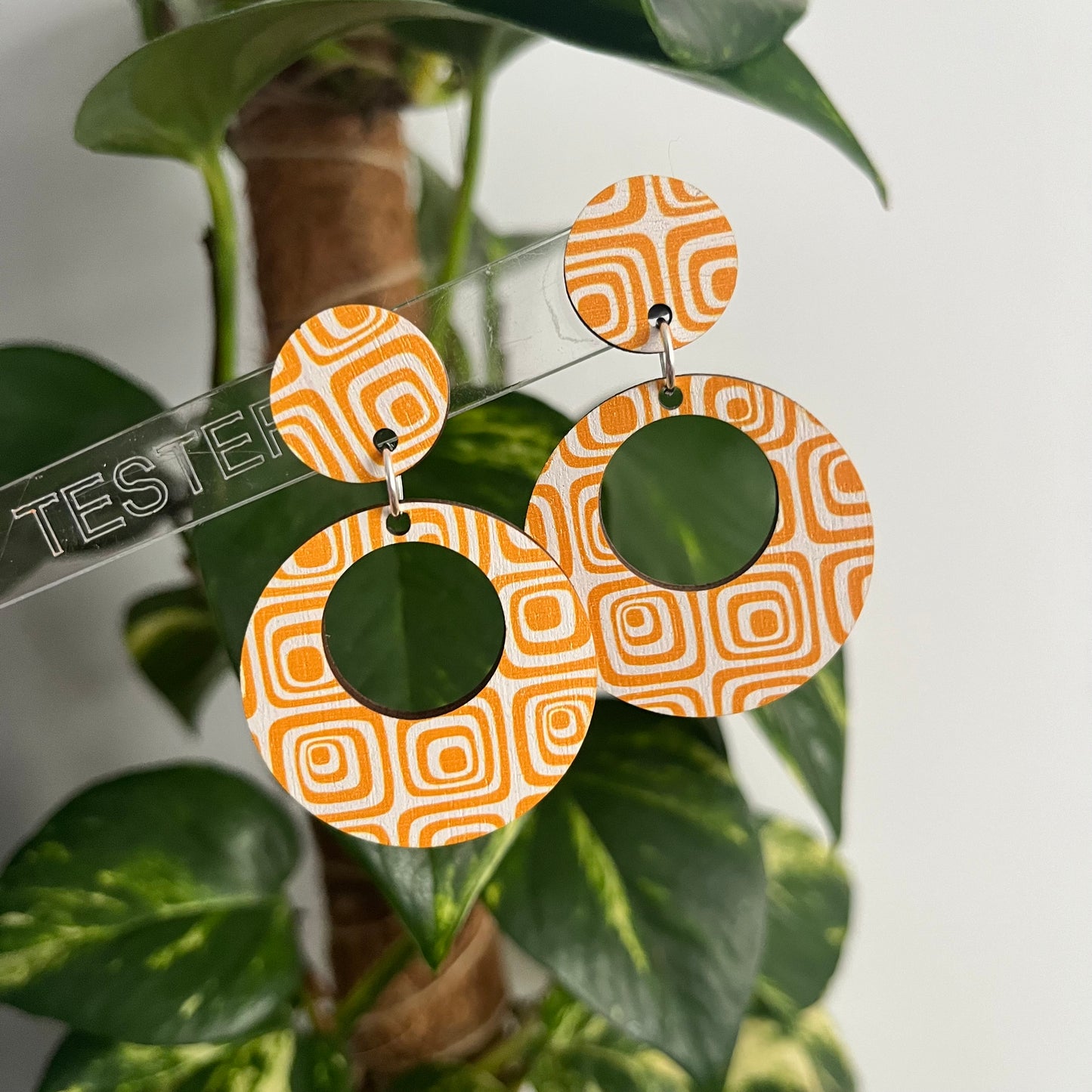 All Out Groovy Orange ~ Circle Dangle Earrings