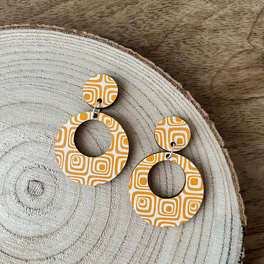 All Out Groovy Orange ~ Circle Dangle Earrings