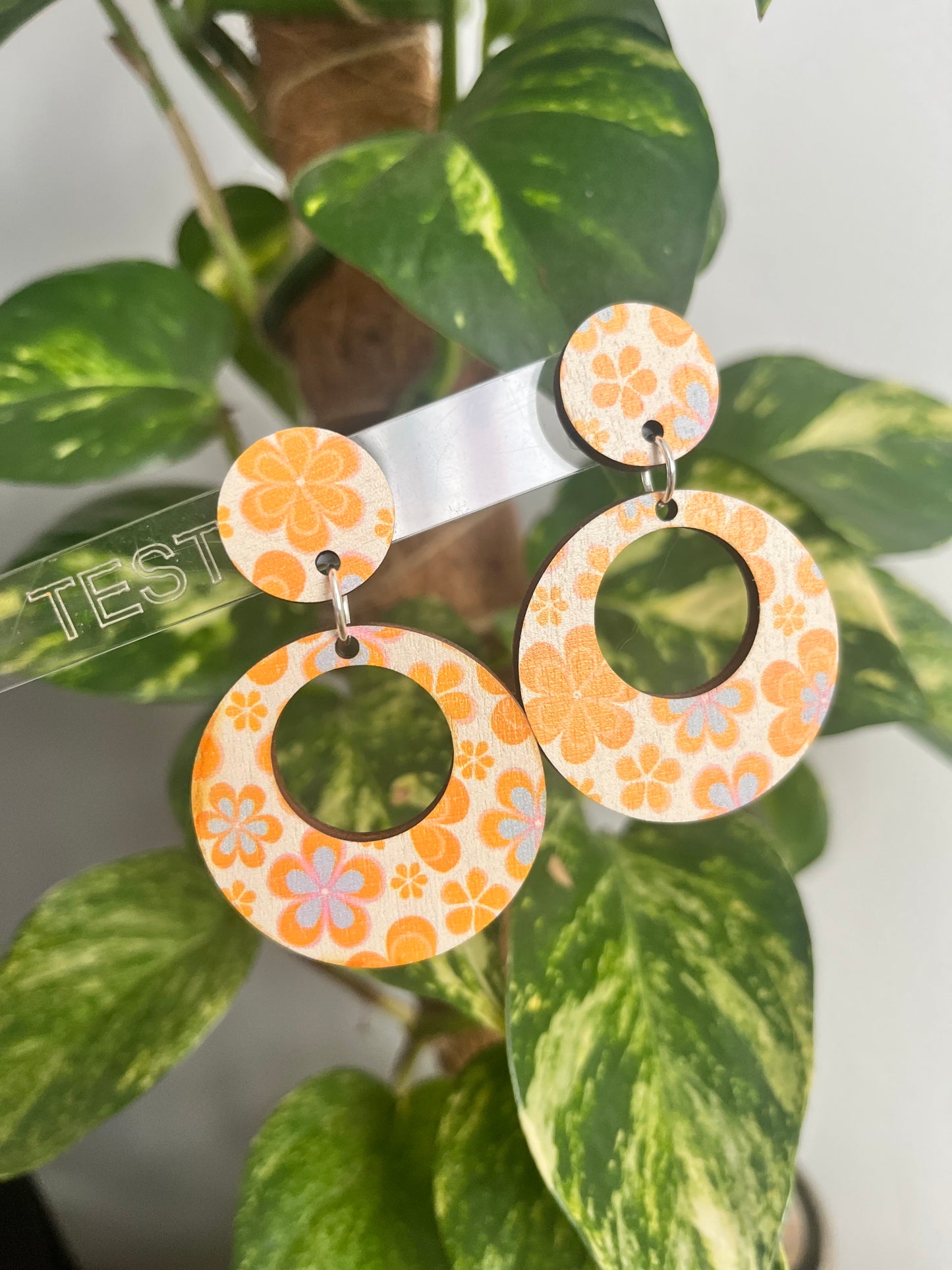 Flowers in her hair ~ Circle Dangle Earrings