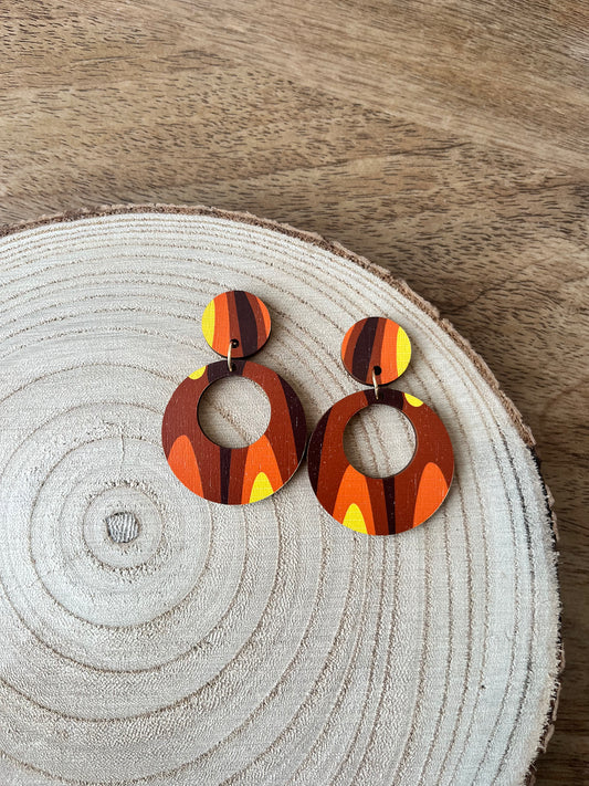 OG 70s Wallpaper ~ Circle Dangle Earrings