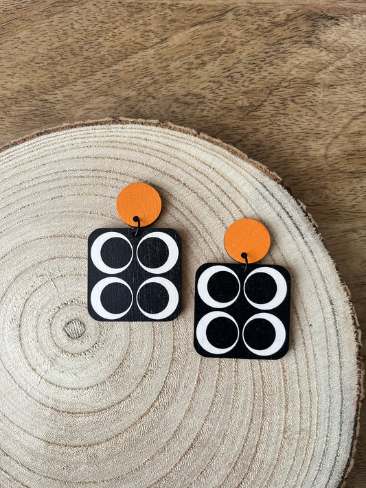 The 60s edit ~ Black & White Retro Square Dangle Earrings