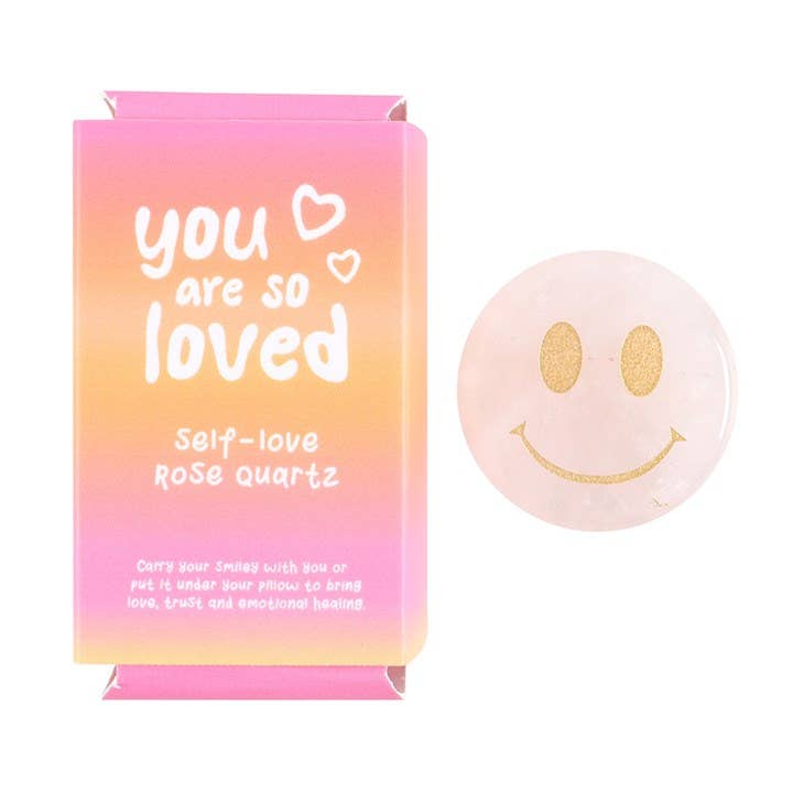 Rose Quartz 'You Are Loved' Happy Face Crystal