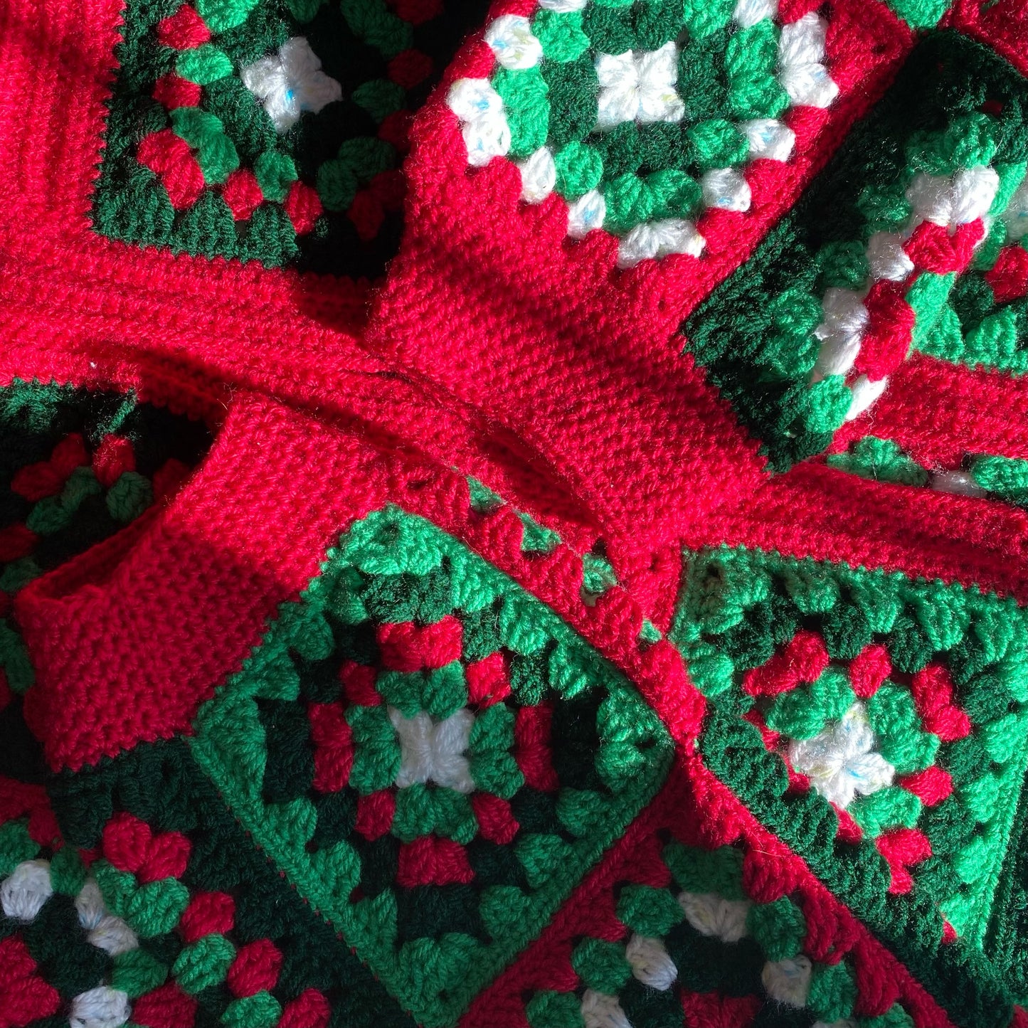 The CHRISTMAS ~ S/M retro 60s 70s handmade in the UK crochet granny square cardigan