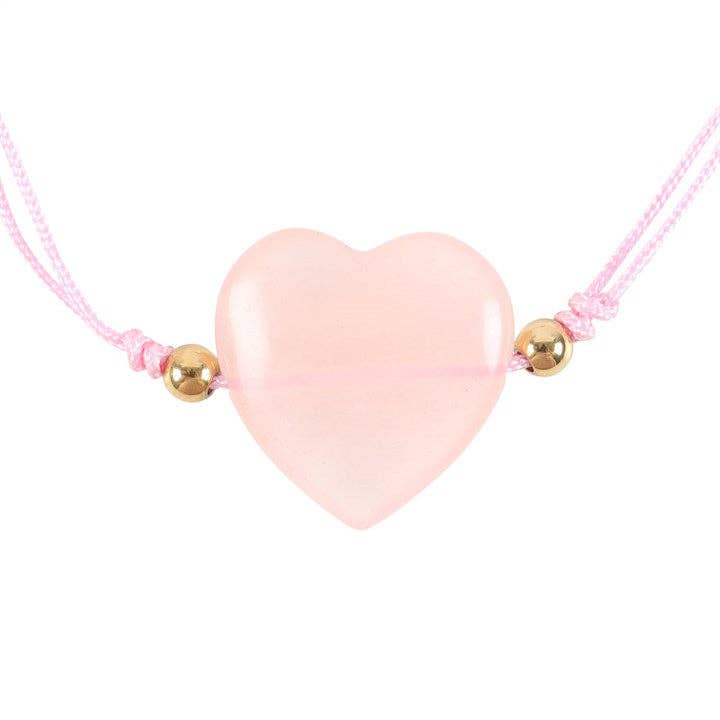 Rose Quartz 'You Are Loved' Crystal Heart Bracelet