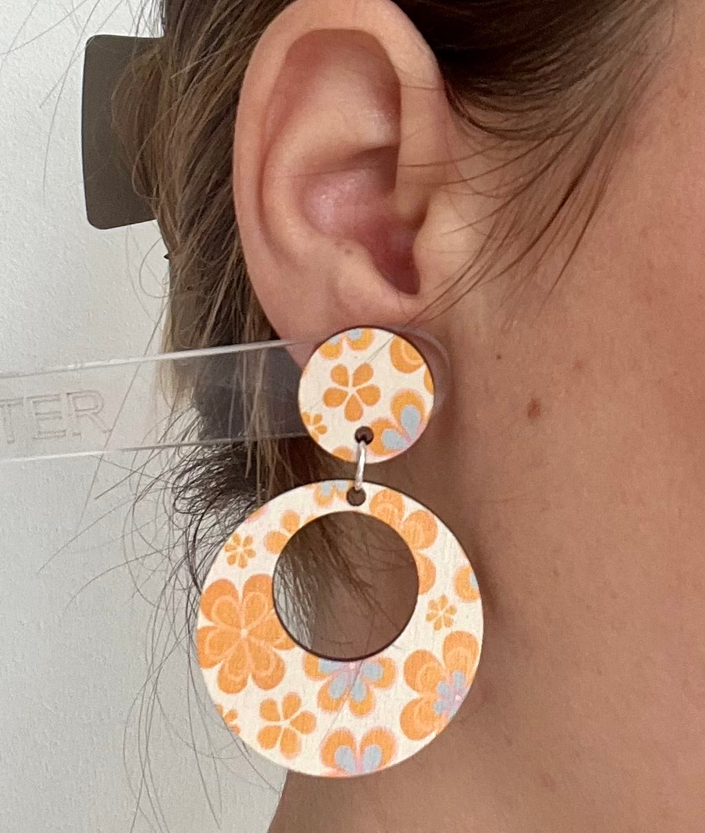 Flowers in her hair ~ Circle Dangle Earrings