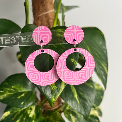 All Out Groovy Pink ~ Circle Dangle Earrings