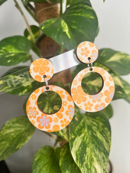Flowers in her hair ~ Circle Dangle Earrings