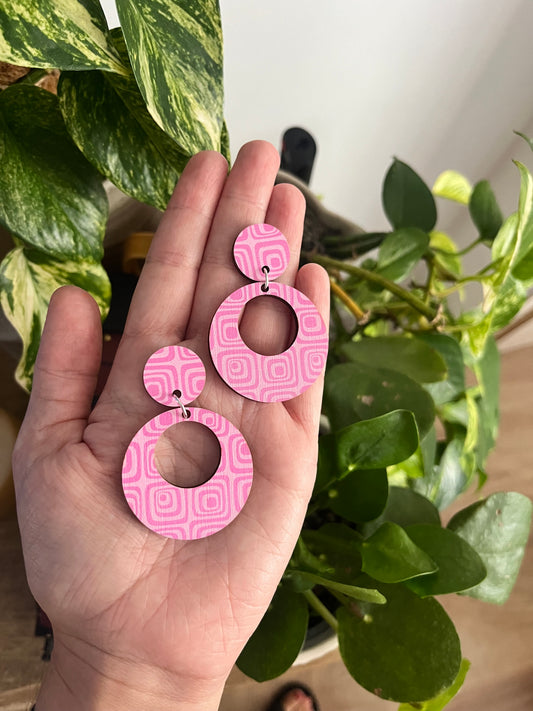 All Out Groovy Pink ~ Circle Dangle Earrings