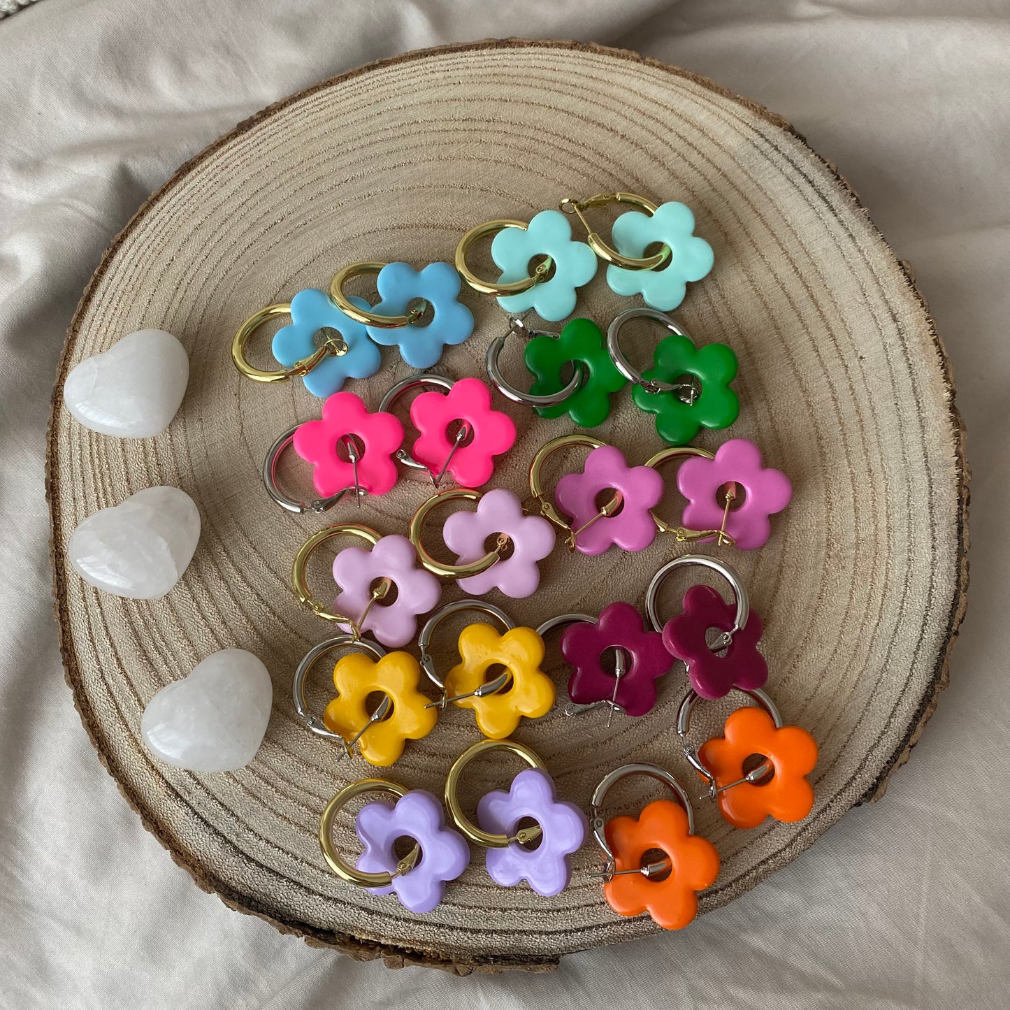 COLOURS OF THE SIXTIES ~flower hoop earrings