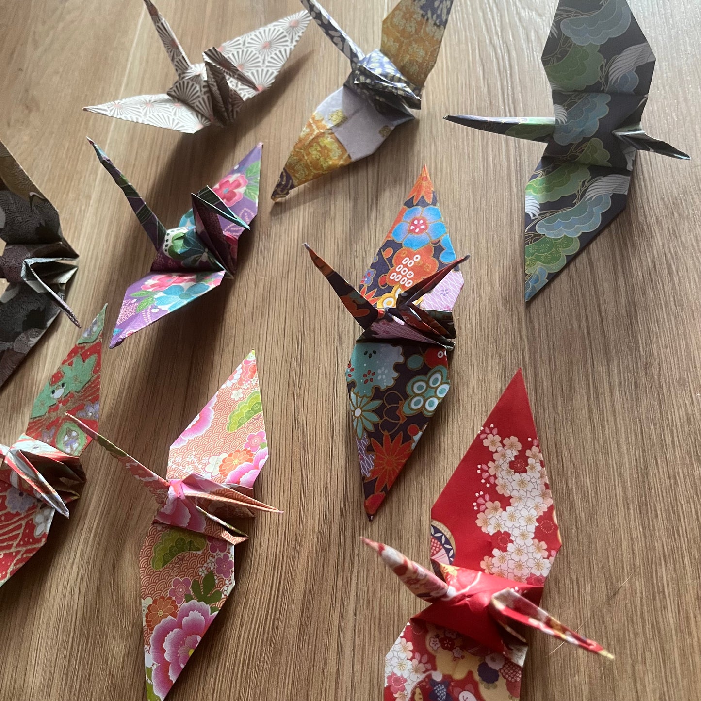Origami paper cranes (pack of 10) mix of Washi patterns