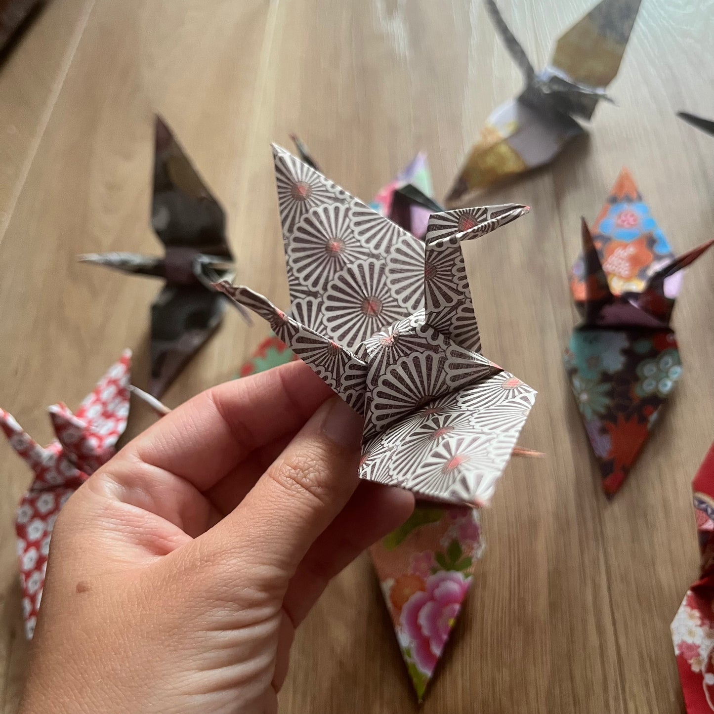 Origami paper cranes (pack of 10) mix of Washi patterns