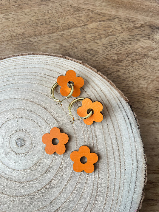 Boho Babe ~ Orange Floral Hoop Earrings