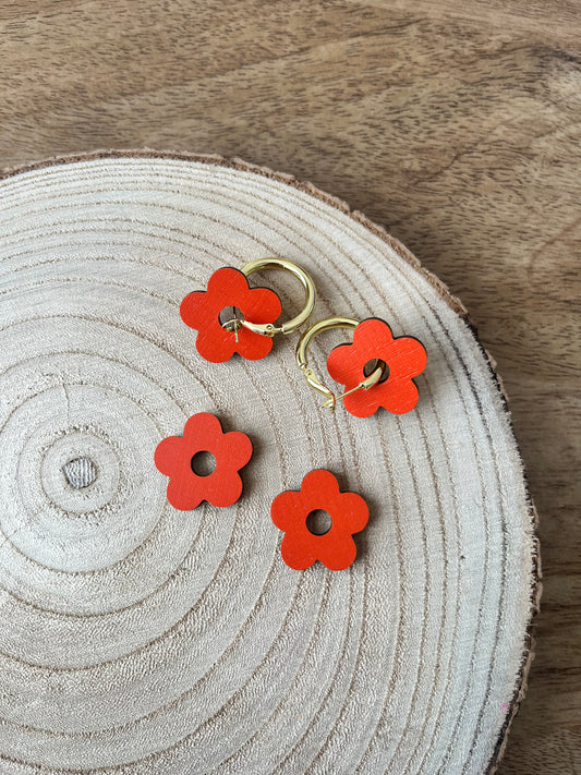 Boho Babe ~ Red Floral Hoop Earrings