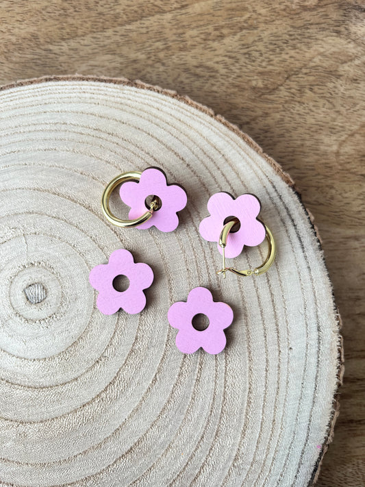 Boho Babe ~ Pink Floral Hoop Earrings