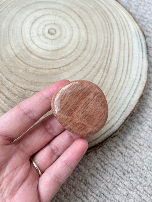 Pink Moonstone ~ Smooth Palm Stone no.42