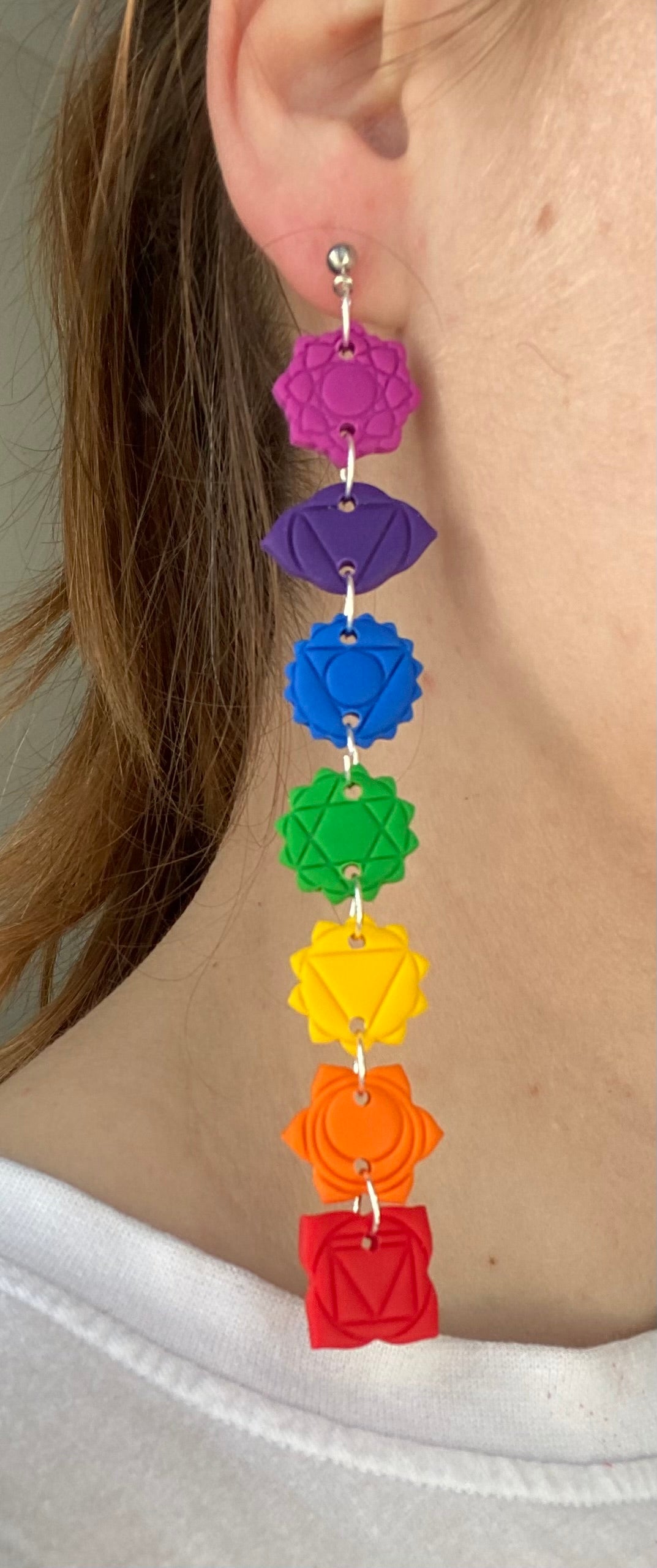 Seven Chakra handmade dangle earrings