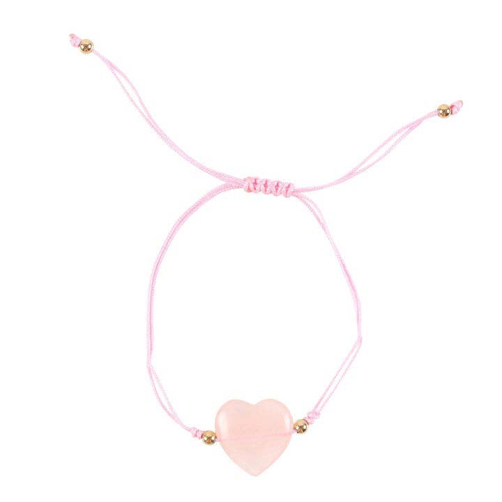 Rose Quartz 'You Are Loved' Crystal Heart Bracelet