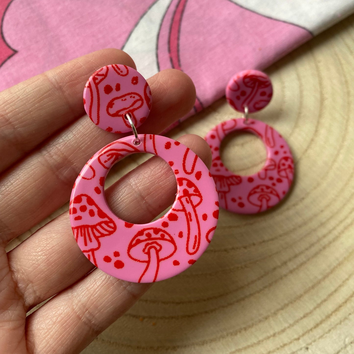 MUSHIE LOVE 60s valentine mushroom retro handmade polymer clay