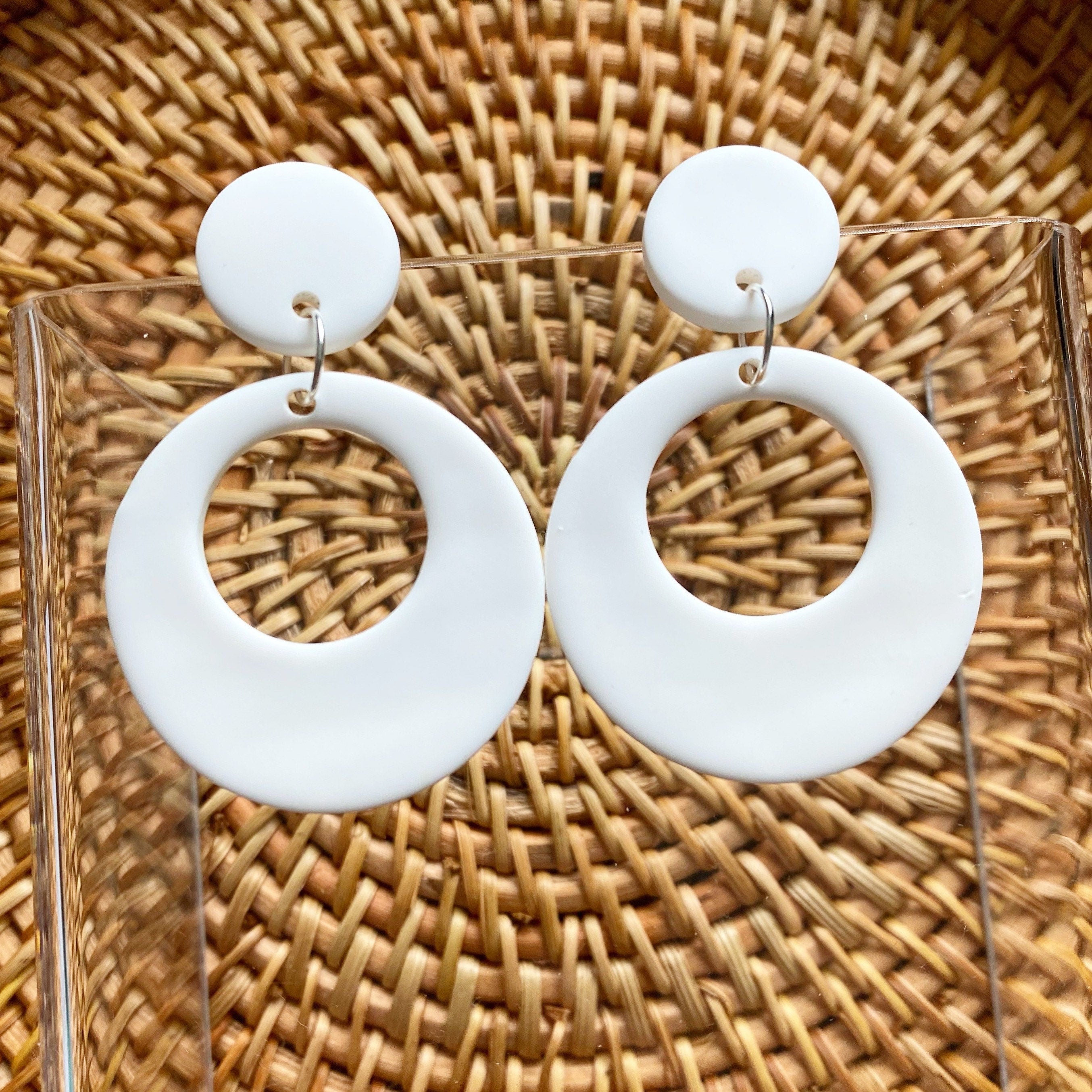 White mod outlet earrings