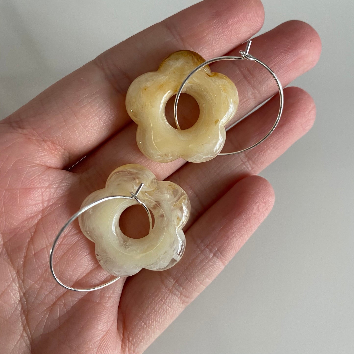 FLOWER ~ acetate chunky hoop earrings