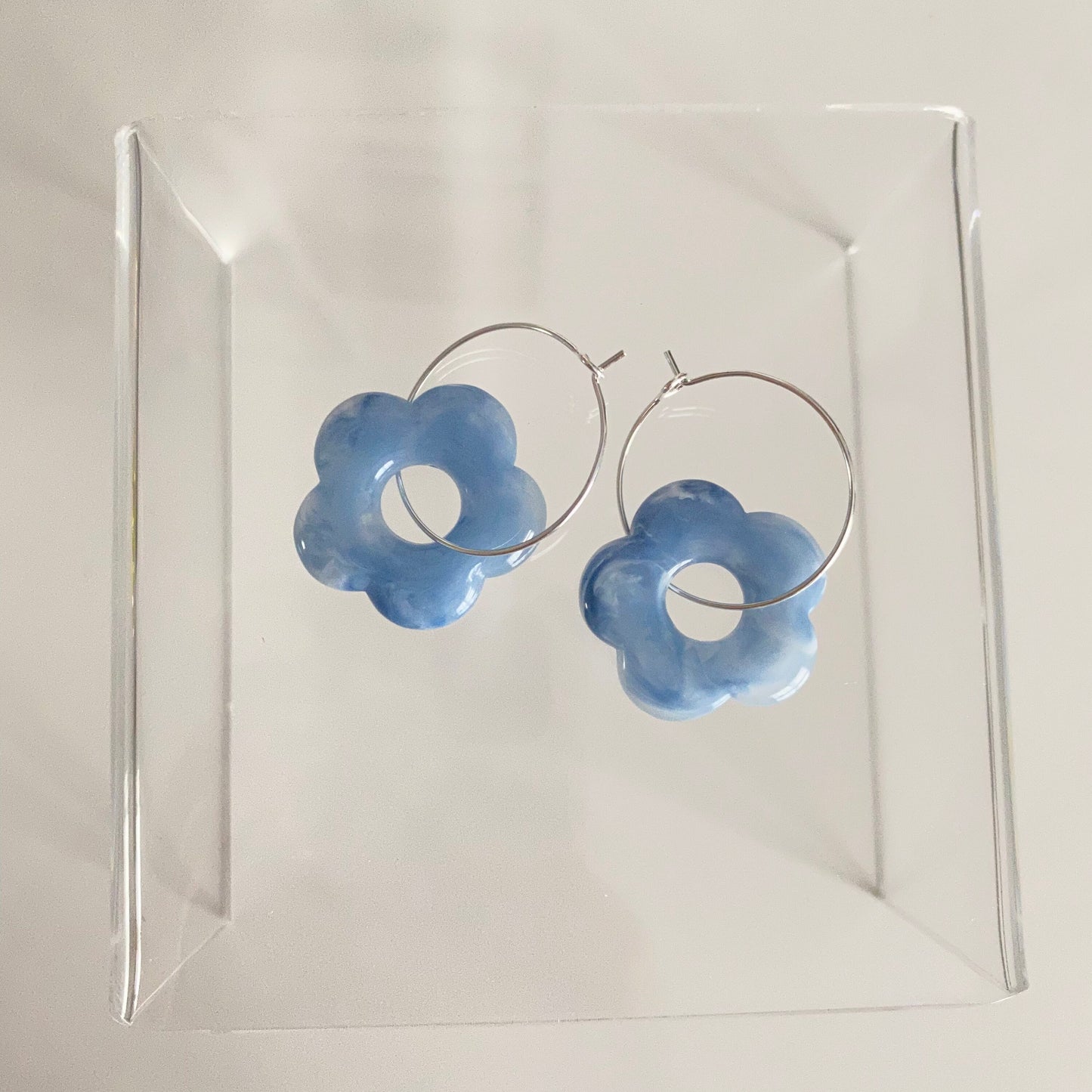 FLOWER ~ acetate hoop earrings