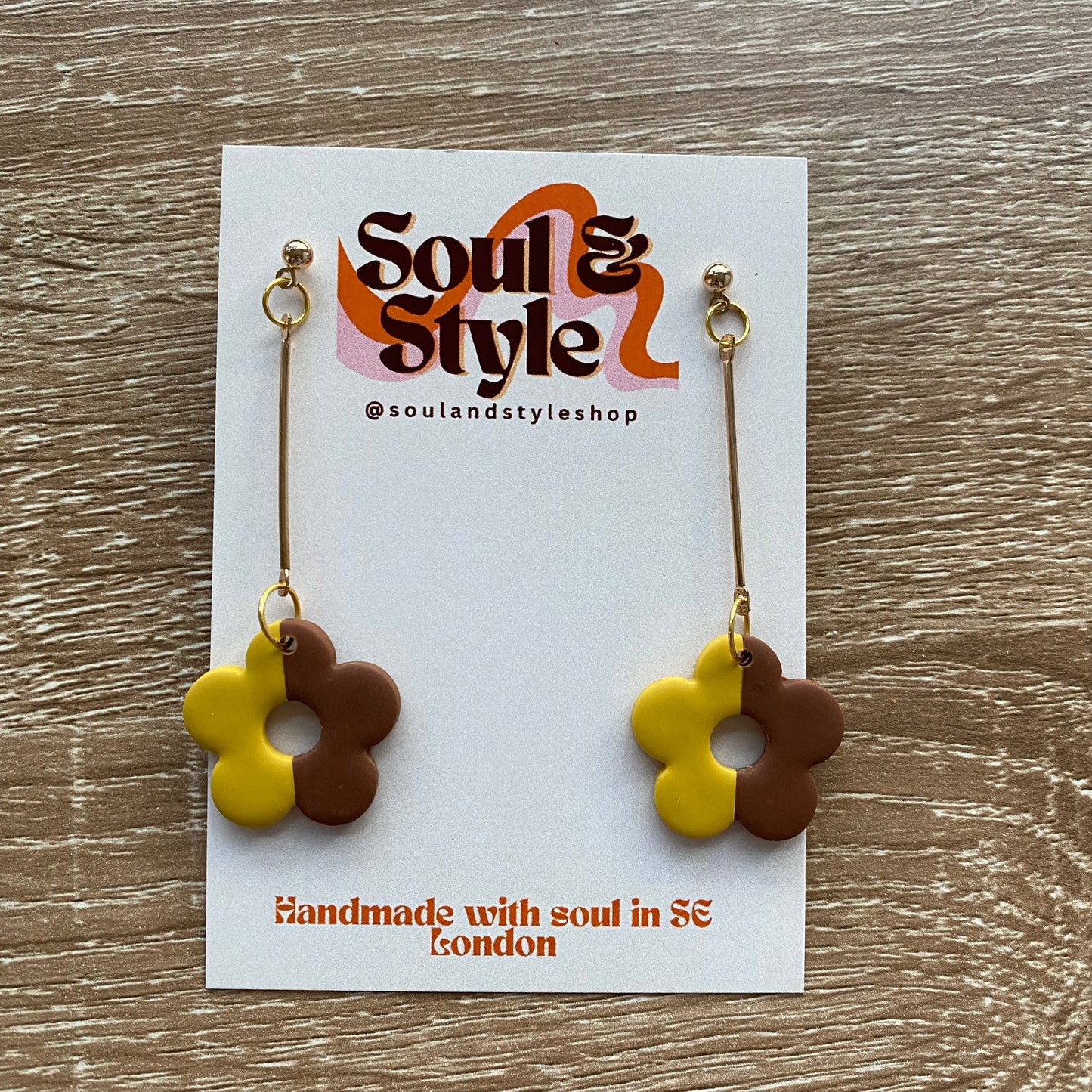 Mystery Inc. ~ half and half colour bar dangle drop earrings