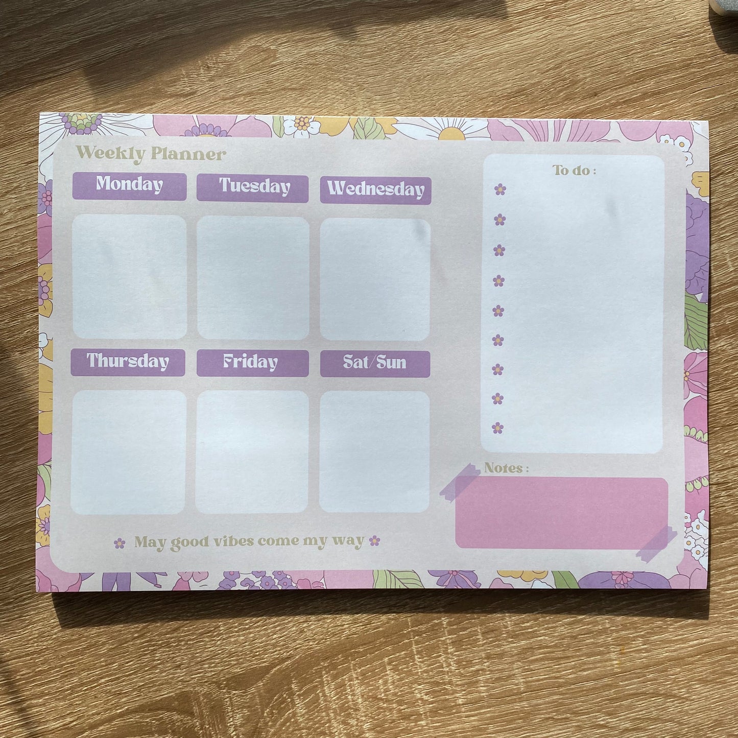 A4 Floral 60s Weekly Desk Planner Notepad