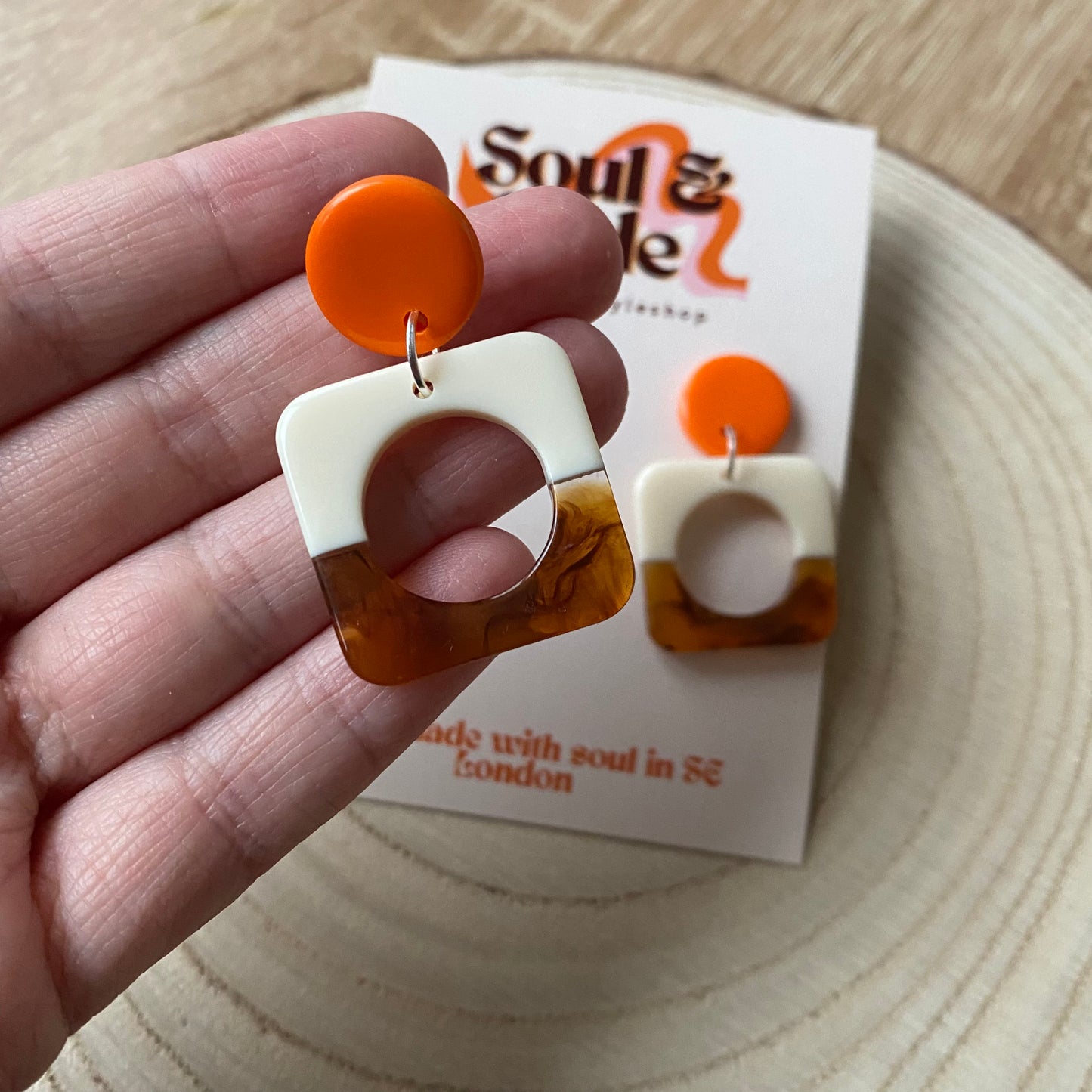 GILDA ~ Mini square acetate 60’s earrings